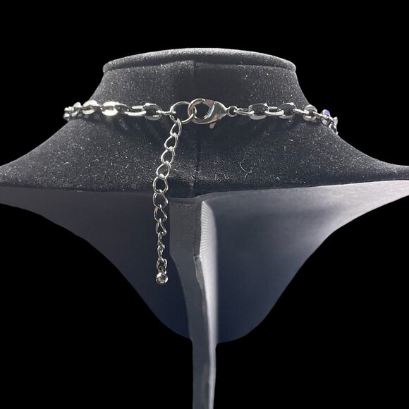 Purple Crystal Gemstone Leaf Cluster Bib Necklace Retro Glam Chic Bold Gatsby - Picture 5 of 5